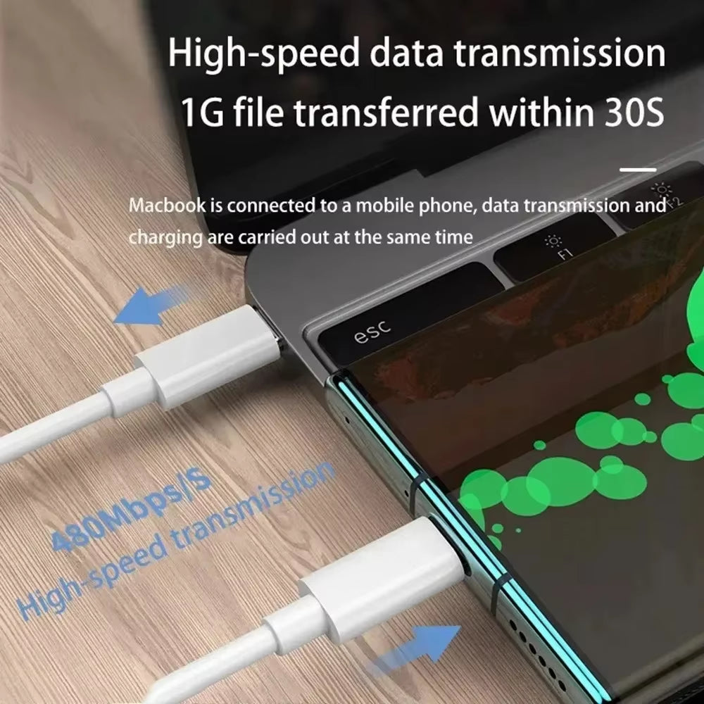 100W USB Type C to USB C Cable USB-C PD Fast Charging Charger Wire Cord for Iphone 15 Macbook Samsung Xiaomi Type-C USBC Cable