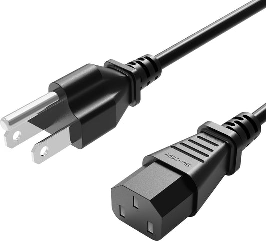 18 AWG Power Cable NEMA 5-15P to IEC320C13 for Computer Monitor TV Replacement 3 Prong Power Cord (10FT)